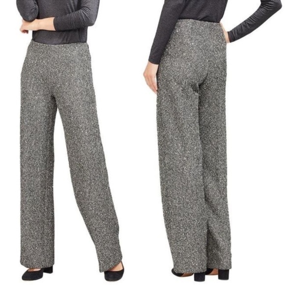 J. McLaughlin Carter Sequin Tweed Wide Leg Pants sz 4 - Picture 1 of 11
